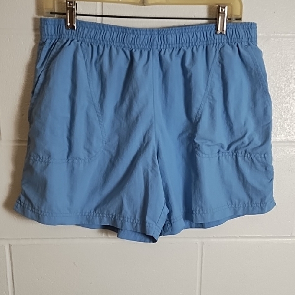 Columbia Sky Blue Drawstring Elastic Waist Gym Shorts Quick Dry Pockets - Picture 1 of 13